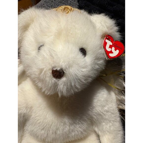 Ty Classic Angel Bear Plush 2001 With Gold Wings & Halo - Picture 2 of 8